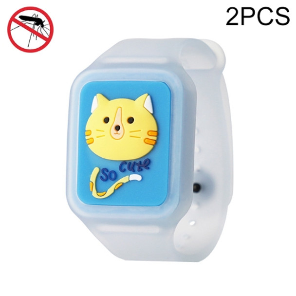 2 PCS Luminous Children Three-Dimensional Cartoon Silicone Anti-Mosquito Bracelet(Blue Cat)