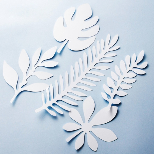 10 in 1 Creative Paper Cutting Shooting Props Tree Leaves Papercut Jewelry Cosmetics Background Photo Photography Props(White)