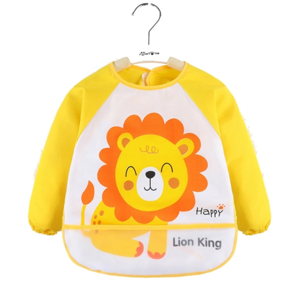 2 PCS Baby Eating Gown Children Waterproof Apron, Colour: Long-sleeved Yellow Lion(90cm)