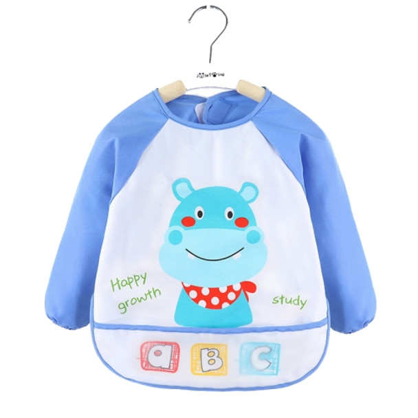 2 PCS Baby Eating Gown Children Waterproof Apron, Colour: Long-sleeved Hippo(110cm)