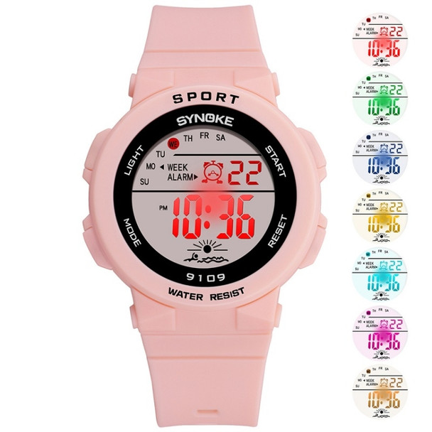 SYNOKE 9109 Student Multifunctional Waterproof Colorful Luminous Electronic Watch(Pink)