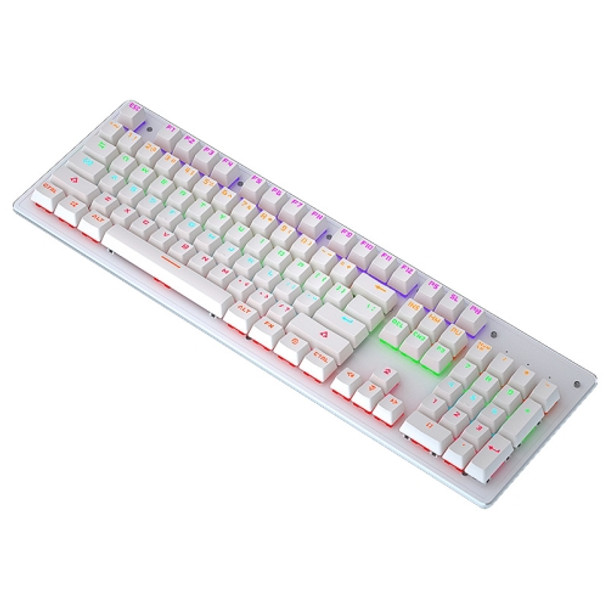 LEAVEN K880 104 Keys Gaming Green Axis Office Computer Wired Mechanical Keyboard, Cabel Length:1.6m(White )