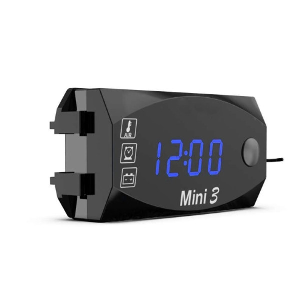 Voltage Clock And Temperature 3 In 1 LED Electronic Meter Large-Screen Digital Display Waterproof And Dustproof Voltmeter(Blue Light)