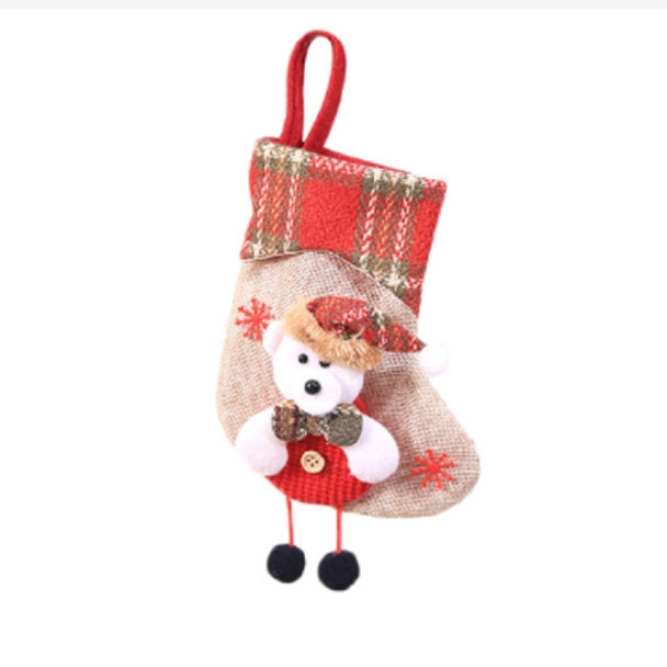 2 PCS Mini Christmas Stockings Gift Bags Christmas Decorations for Home Festival Party(Little Bear Style)