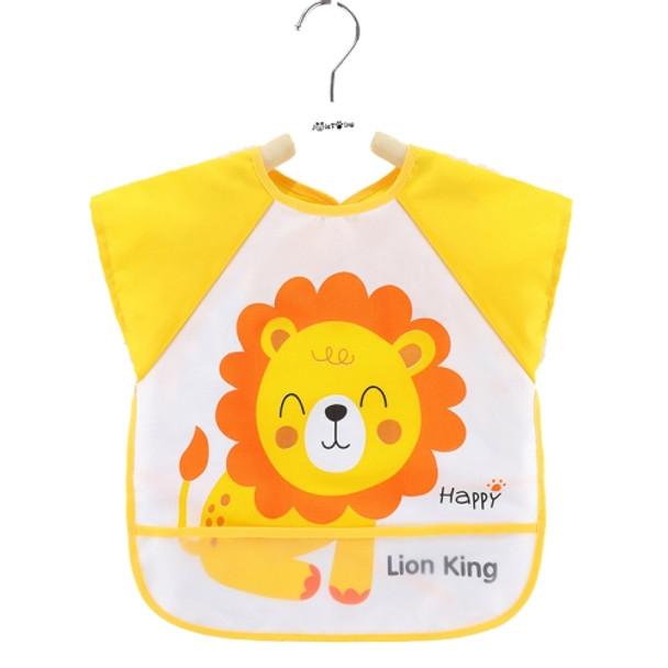 2 PCS Baby Eating Gown Children Waterproof Apron, Colour: Sleeveless Yellow Lion(110cm)