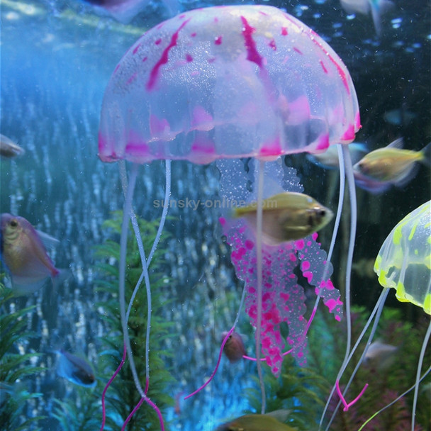 3 PCS Aquarium Articles Decoration Silicone Simulation Fluorescent Sucker Jellyfish, Size: 8*20cm (Purple)