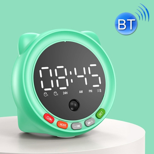 FF-G60Q Cute Bluetooth Speaker Alarm Clock Support FM / TF Card Wireless Mini Clock(Green)