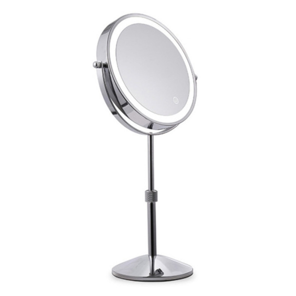 Desktop Double-SidedRound LED Luminous Makeup Mirror Liftable Magnifying Mirror, Specification:Plane + 7 Times Magnification(7-inch Rechargeable)