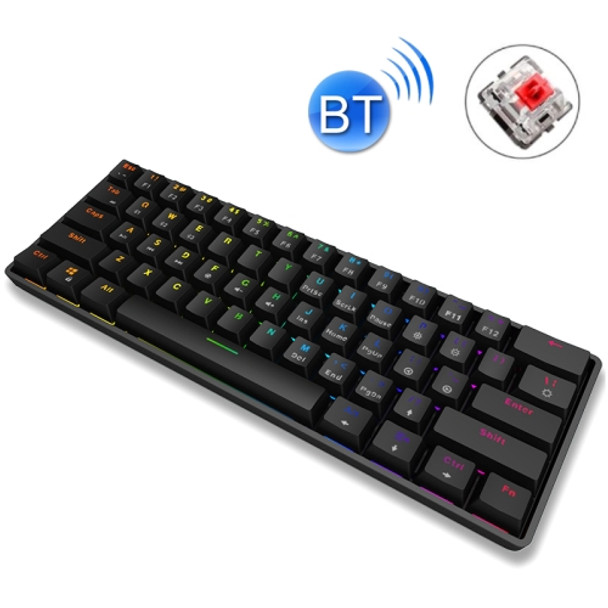 LEAVEN K28 61 Keys Gaming Office Computer RGB Wireless Bluetooth + Wired Dual Mode Mechanical Keyboard, Cabel Length:1.5m, Colour:   Red Axis (Black)
