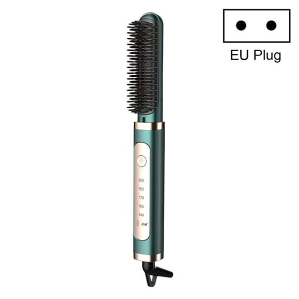 Curling And Straightening Dual-Purpose Negative Ion Automatic Constant Temperature Hair Straightening Comb, Specification:EU Plug(Green)