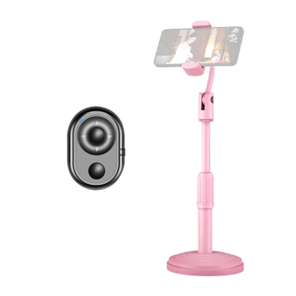 Desktop Stand Mobile Phone Tablet Live Broadcast Stand Telescopic Disc Stand, Style:Holder + Remote Control(Pink)