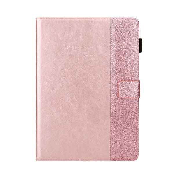 Glitter Powder Stitching Hot-pressed Changing PU Leather Case with Holder & Card Slots For 10 incn Universal Tablet(Pink)