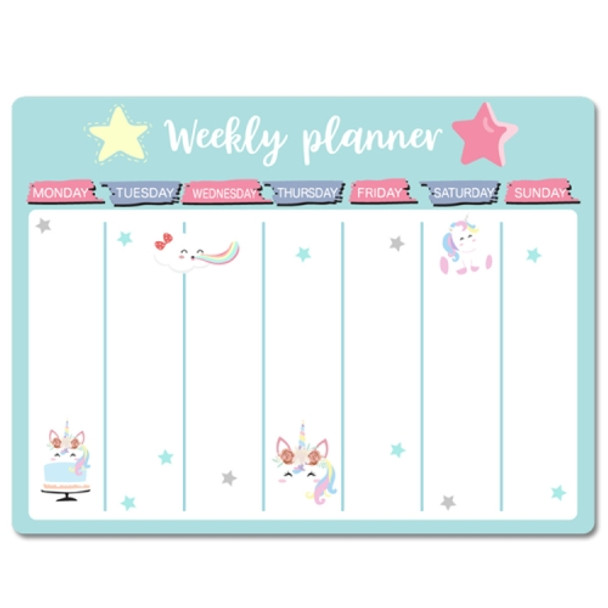 2 PCS Simple Magnetic Calendar Table Notepad Refrigerator Sticker Erasable Message Board Magnetic Sticker(Unicorn)