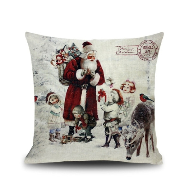 2 PCS Christmas Digital Printed Linen Pillowcase Without Pillow Core, Size: 45x45cm(R-PSD144)