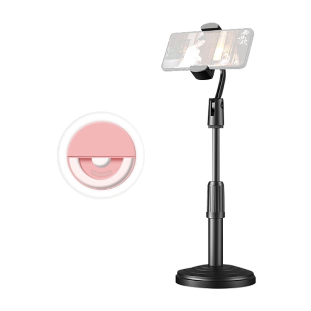 Desktop Stand Mobile Phone Tablet Live Broadcast Stand Telescopic Disc Stand, Style:Holder + Fill Light(Black)