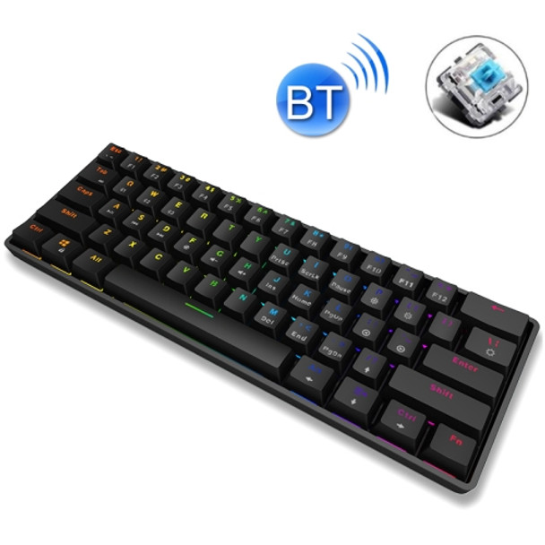LEAVEN K28 61 Keys Gaming Office Computer RGB Wireless Bluetooth + Wired Dual Mode Mechanical Keyboard, Cabel Length:1.5m, Colour: Green Axis (Black)