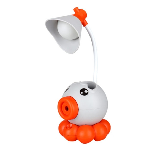2 PCS Cartoon Octopus Pencil Sharpener Pen Holder Desk Lamp Mobile Phone Holder Learning Night Light(Gray)