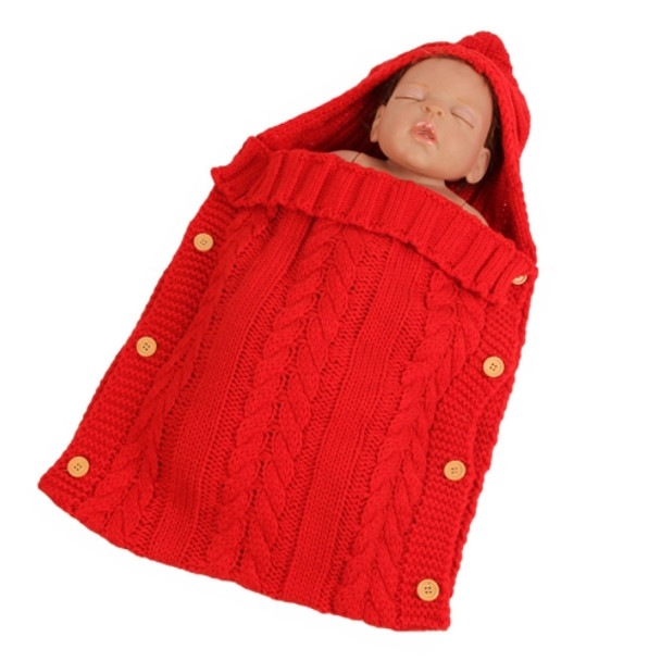 Zzsd0002 Autumn / Winter Baby Knitted Woolen Button Sleeping Bag Photography Blanket Stroller Sleeping Bag(Big Red)