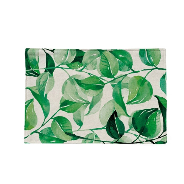 Cotton & Linen Plant Pattern Western Table Mat Coffee Table Insulation Coaster, Specification: Double Layer Thickening(Green Bending Leaf)