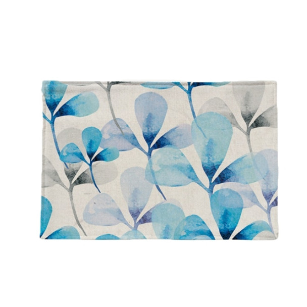 Cotton & Linen Plant Pattern Western Table Mat Coffee Table Insulation Coaster, Specification: Double Layer Thickening(Blue Flower)