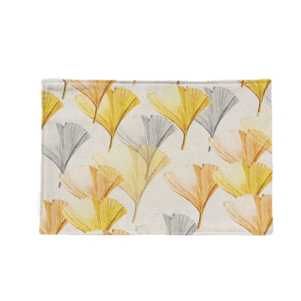 Cotton & Linen Plant Pattern Western Table Mat Coffee Table Insulation Coaster, Specification: Double Layer Thickening(Small Yellow Leaf)
