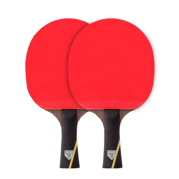 HUIESON Six Star 5-Layer Chicken Wing Tip + 2 Layer Carbon Double Side Continuous Table Tennis Racket, A Pair(Hand-shake Grip Racket)