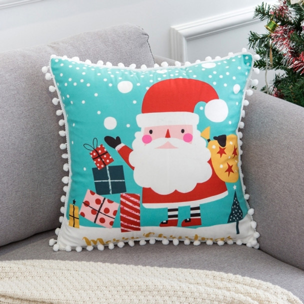 Christmas Velvet Pillowcase With Fur Balls, Without Pillow Core, Size: 45x45cm(Give Gifts)