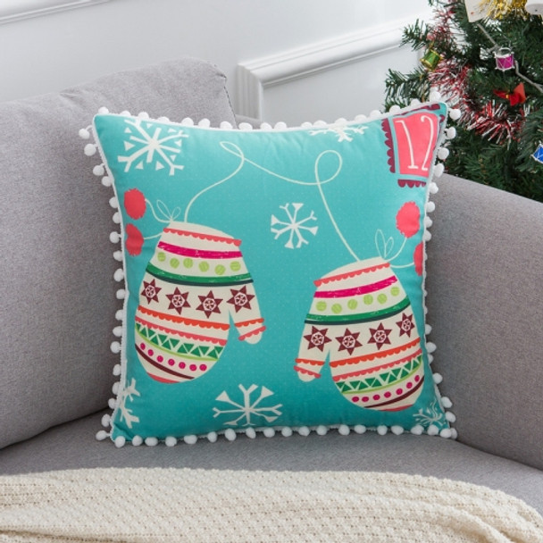 Christmas Velvet Pillowcase With Fur Balls, Without Pillow Core, Size: 45x45cm(Gloves)
