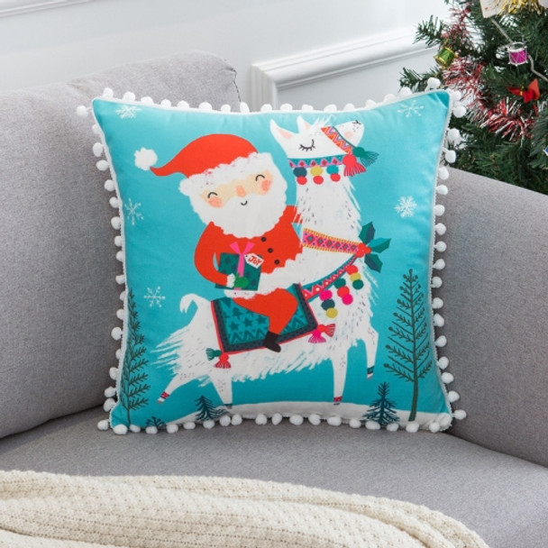 Christmas Velvet Pillowcase With Fur Balls, Without Pillow Core, Size: 45x45cm(Christmas)