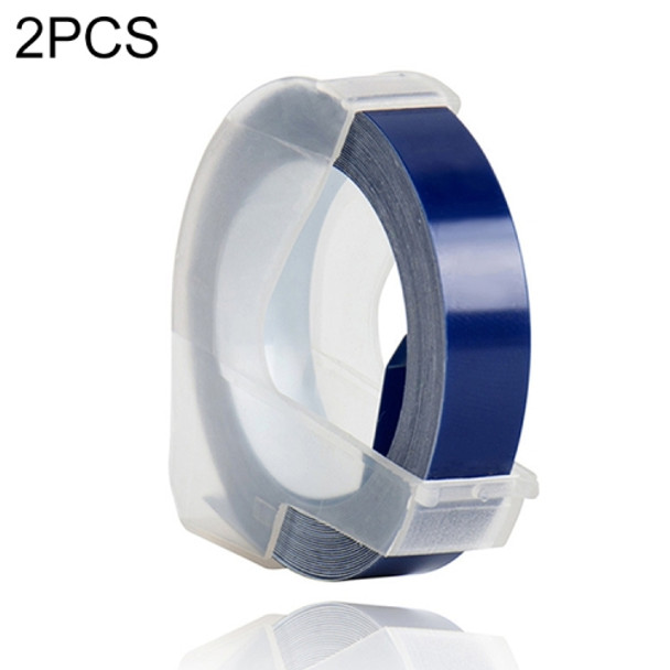 2 PCS CIDY 9mm 3D Embossed Manual Label Tape, Suitable Label Machine DYMO1610 / Motex1540 Sticker Printer(Dark Blue 3D-DB25)