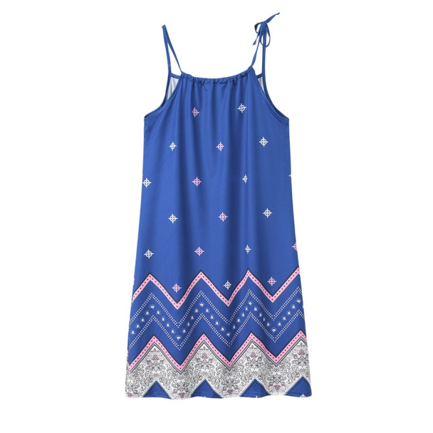 Flower Slim Sleeveless A-line Skirt (Color:Blue Size:L)