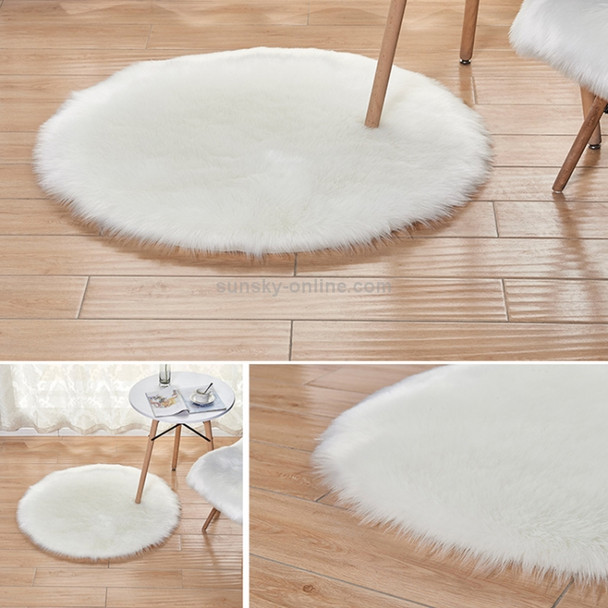 Long Plush Round Carpet Living Room Decoration Imitation Wool Carpet Mat, Size:180x180cm(Light Yellow)