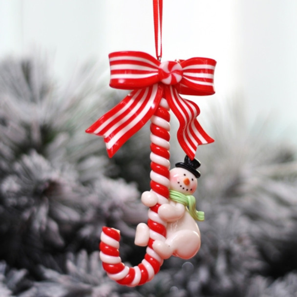 3 PCS Christmas Holiday Ornament Christmas Cane Candy Bar Ornaments(Snowman)