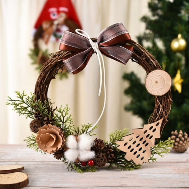 Christmas Decoration Wreath Garland Rattan Door Hanging, Specification: Cotton