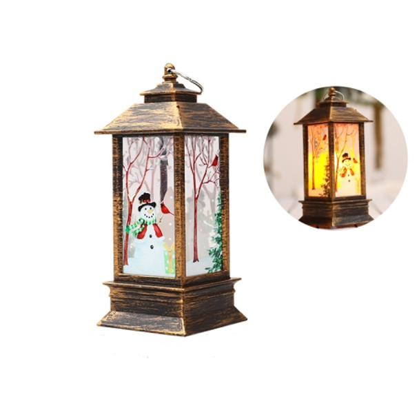 Christmas Flame Lantern Christmas Decoration LED Luminous Ornament Candlestick Lamp, Size: Large 77 x 77 x 195mm(Bronze Snowman)