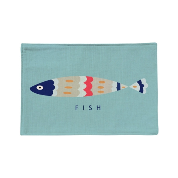 2 PCS Linen Single Side Mediterranean Simple Fresh Geometric Placemat Potholder Table Mat(Colored Fish)