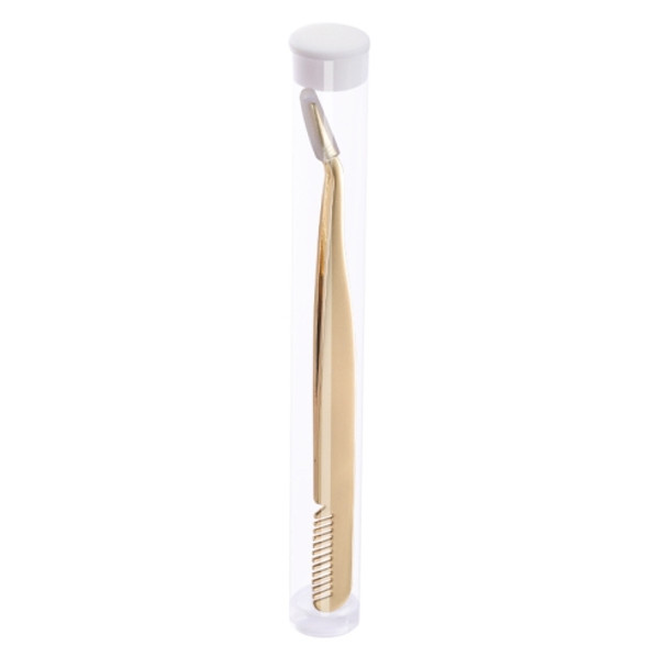 6 PCS Stainless Steel Marriage Accepted Eyelashes Tweezers Eyebrow Combing Tweezers, Color Classification: Golden (PVC Tube)