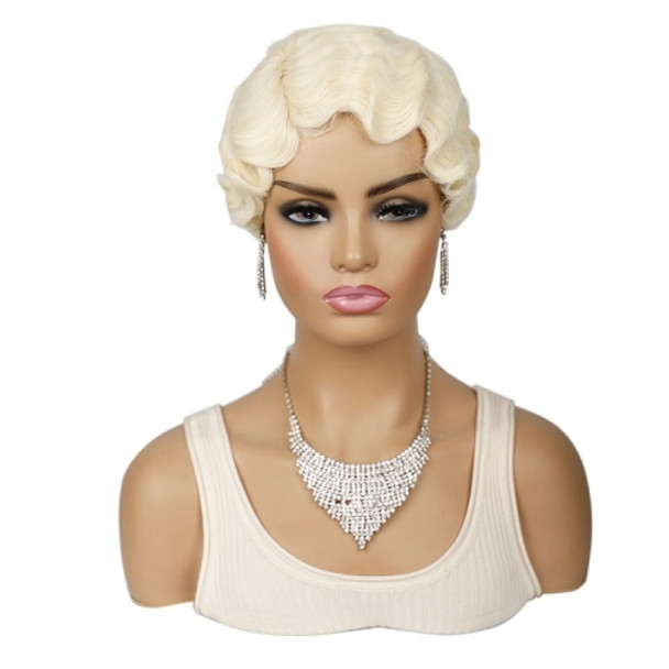 Ladies Short Hair Wig Retro Water Wave Curly Wig(613 #)