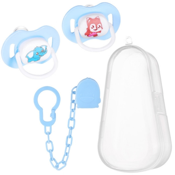 5 PCS Baby Cartoon Silicone Pacifier Set And Chain Combo Baby Sleeping Peacefully(Blue)