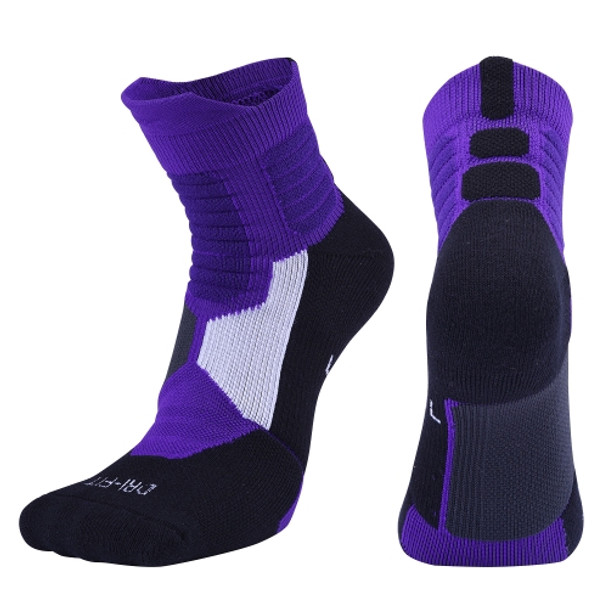 2 Pairs Antibacterial Terry Socks Basketball Socks Men And Women Adult Sports Socks, Size: XL 43-45 Yards(Purple)