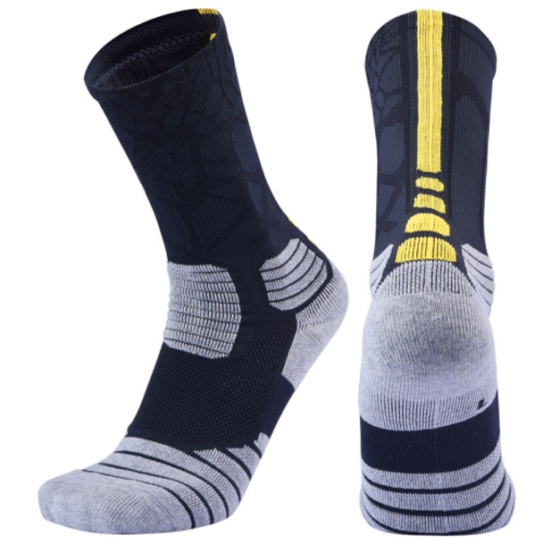 2 Pairs Length Tube Basketball Socks Boxing Roller Skating Riding Sports Socks, Size: L 39-42 Yards(Black Yellow)