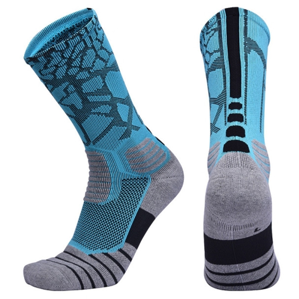 2 Pairs Length Tube Basketball Socks Boxing Roller Skating Riding Sports Socks, Size: XL 43-46 Yards(Blue Black)