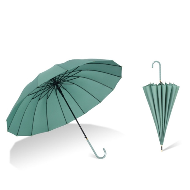 16 Bone Plain Straight Umbrella Small Fresh Long Handle Umbrella(Mint Green)