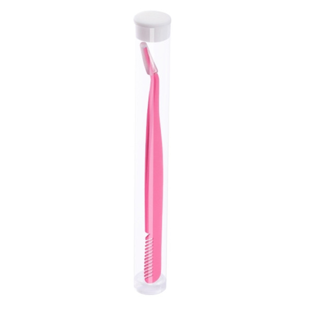 6 PCS Stainless Steel Marriage Accepted Eyelashes Tweezers Eyebrow Combing Tweezers, Color Classification: Pink (PVC Tube)