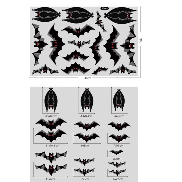 10 PCS Halloween Decoration Static Wall Stickers(BQ049 Bat)