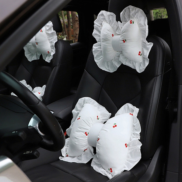 Bow Car Head Pillow Car Seat Neck Pillow Comfortable Cotton Car Supplies, Colour: Cherry Headrest