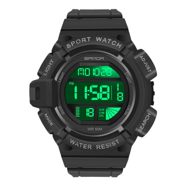 SANDA 2106 LED Digital Display Luminous Alarm Clock Men Outdoor Sports Electronic Watch(Black)