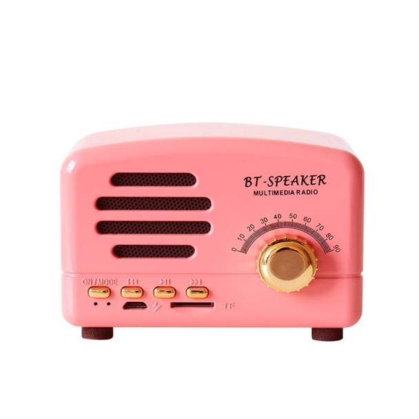 BT01 Retro Bluetooth Wireless Mini Speaker Portable Radio Support TF Card(Pink)