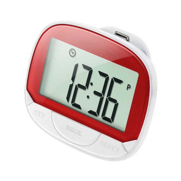 CR864 Multi-function LCD Large Screen 2D Pedometer with Back Buckle(Red)