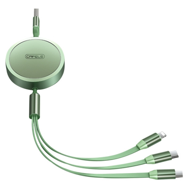 CAFELE 3 in 1 8 Pin + Micro USB + Type-C / USB-C Telescopic Charging Cable, Length: 1.2m(Green)